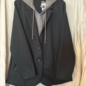 Torrid Black Blazer with Gray Hood Size 1